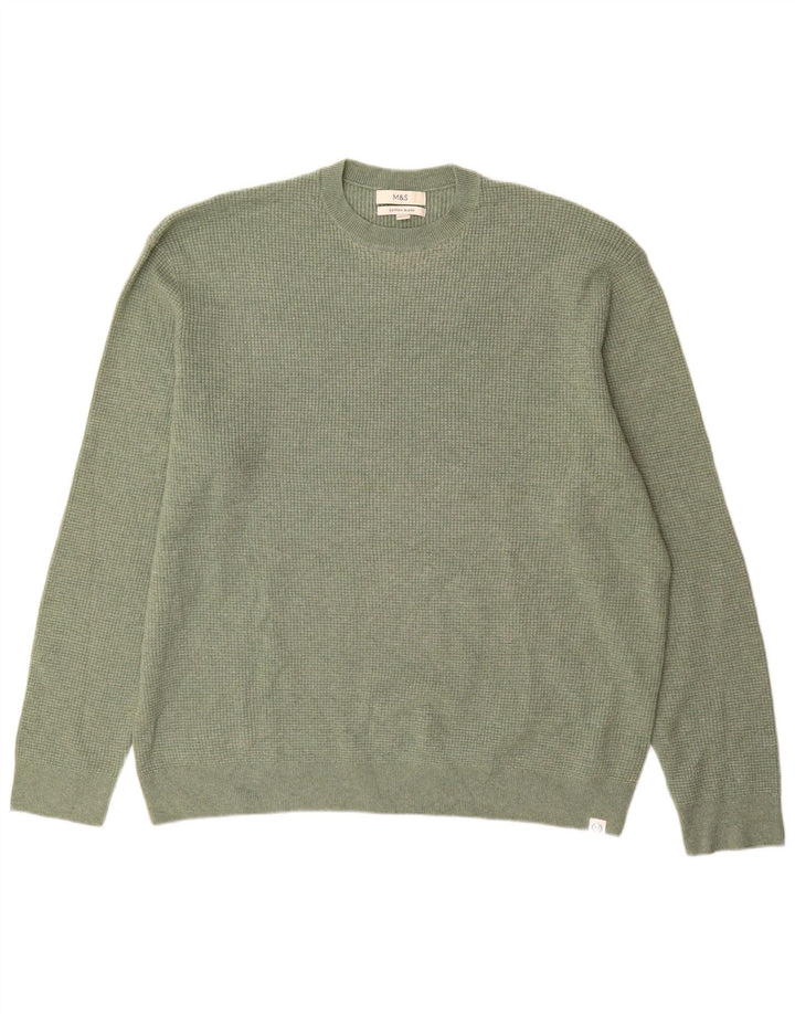 Marks & Spencer Mens Crew Neck Jumper Sweater 3XL Green Polyester