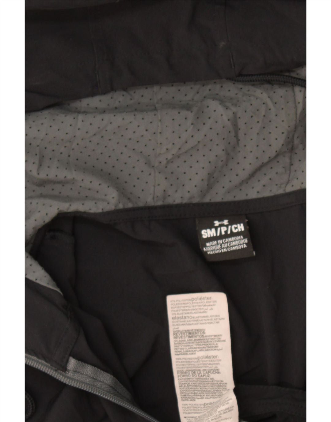 Under Armour Mens Hooded Rain Jacket UK 36 Small Black Colourblock