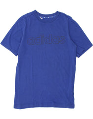 ADIDAS Boys Graphic T-Shirt Top 13-14 Years Blue Cotton