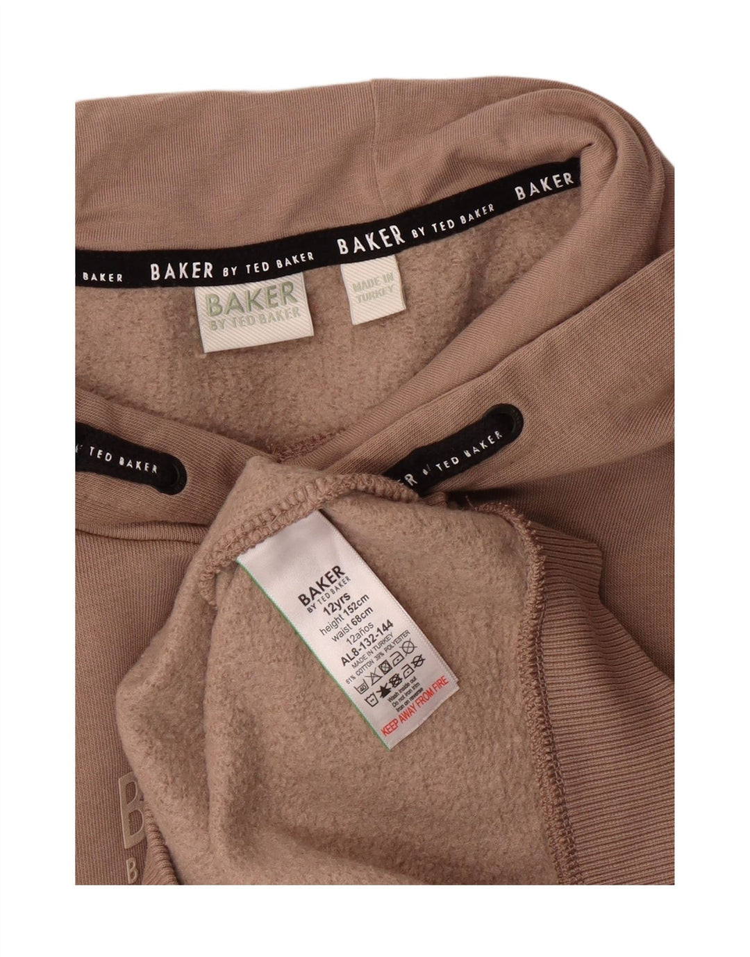 TED BAKER Boys Graphic Hoodie Jumper 11-12 Years Beige Cotton