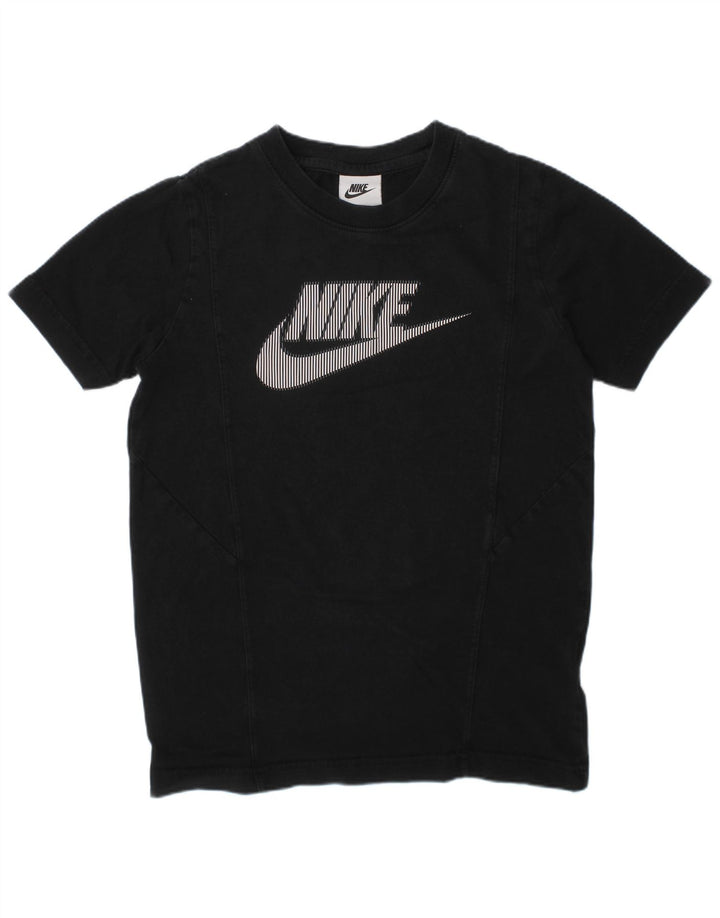 NIKE Boys Graphic T-Shirt Top 8-9 Years Small Black Cotton