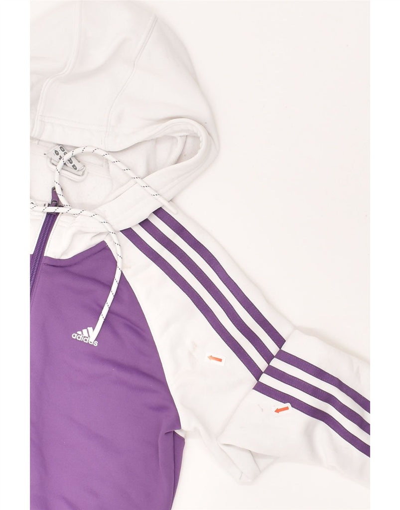 ADIDAS Womens Graphic Zip Hoodie Sweater UK 8 Small Purple Colourblock | Vintage Adidas | Thrift | Second-Hand Adidas | Used Clothing | Messina Hembry 