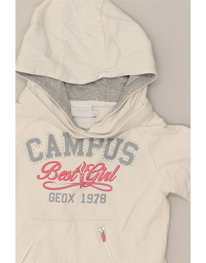 GEOX Girls Respira Graphic Hoodie Jumper 5-6 Years White | Vintage Geox | Thrift | Second-Hand Geox | Used Clothing | Messina Hembry 