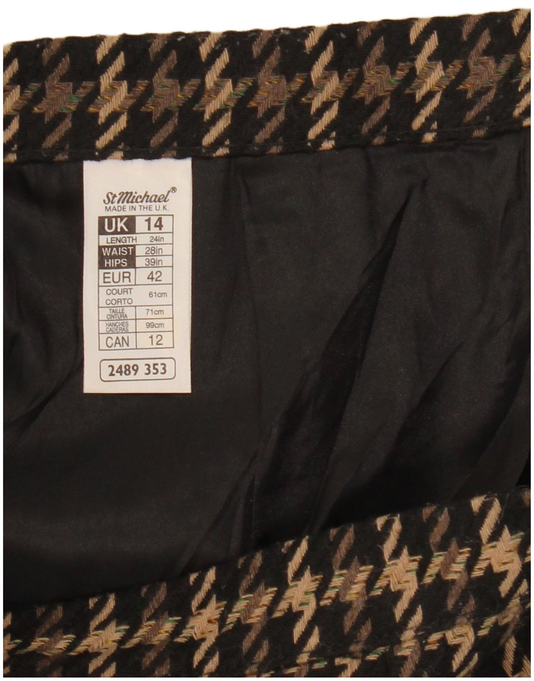 Marks & Spencer Womens Pencil Skirt UK 14 Medium W28  Brown Check Acrylic