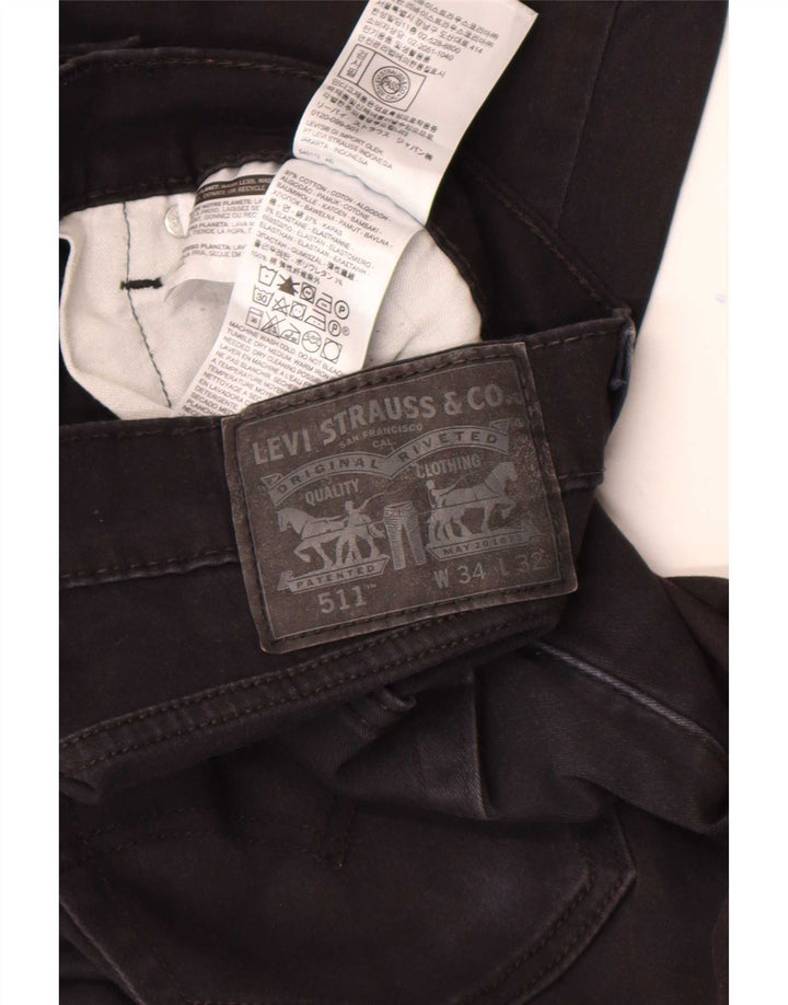 Levi's Mens 511 Slim Jeans W34 L32 Black Cotton