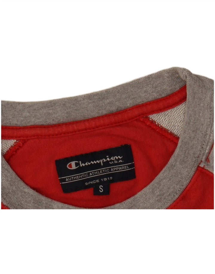 Champion Mens Graphic Sweatshirt Jumper Small Red Colourblock