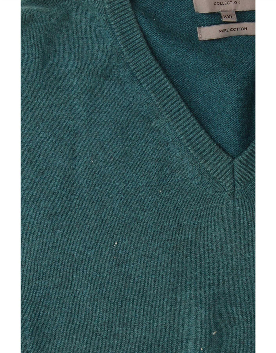 Marks & Spencer Mens V-Neck Jumper Sweater 2XL Blue Cotton