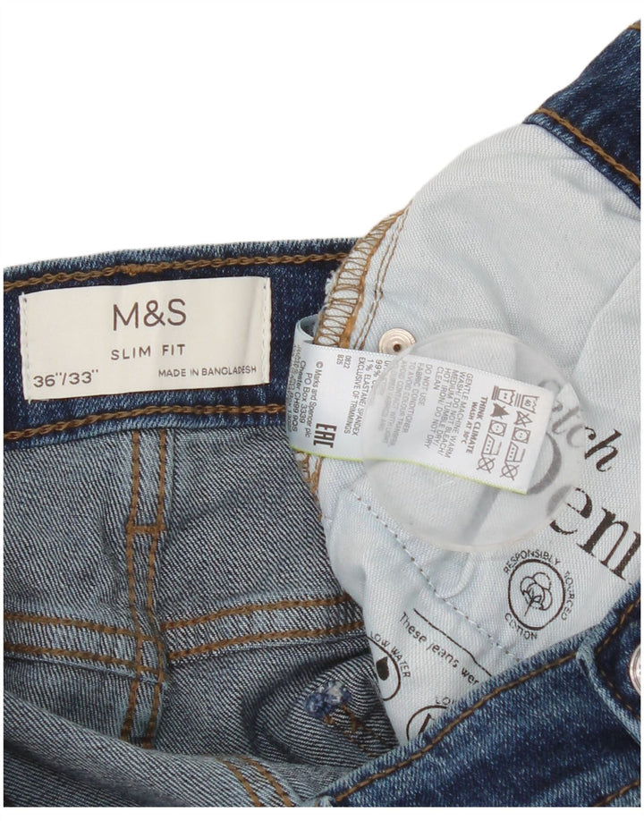 Marks & Spencer Mens Slim Jeans W36 L33 Blue Cotton