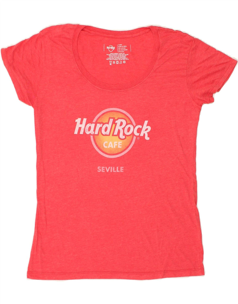 HARD ROCK CAFE Womens Seville Graphic T-Shirt Top UK 16 Large Red Cotton | Vintage Hard Rock Cafe | Thrift | Second-Hand Hard Rock Cafe | Used Clothing | Messina Hembry 