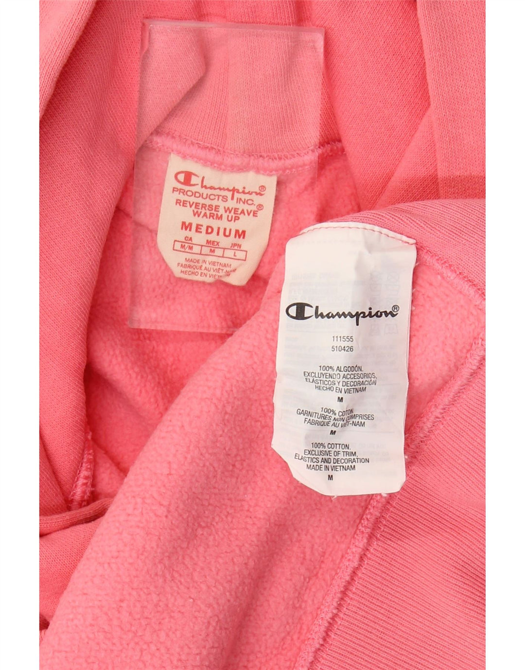 Champion Womens Reverse Weave Graphic Hoodie Jumper UK 14 Medium Pink