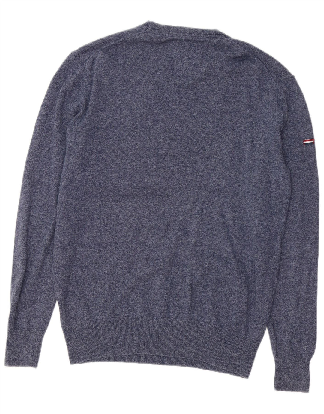 SUPERDRY Mens Crew Neck Jumper Sweater Medium Navy Blue Flecked Cotton