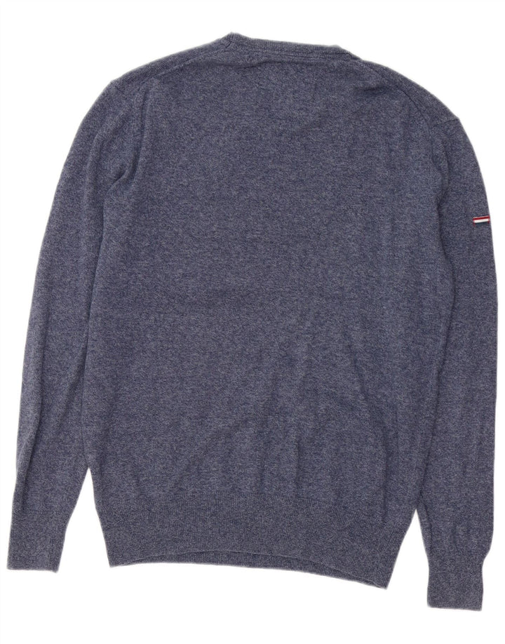 SUPERDRY Mens Crew Neck Jumper Sweater Medium Navy Blue Flecked Cotton