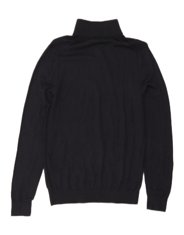 Reiss Mens Zip Neck Jumper Sweater Medium Black Wool