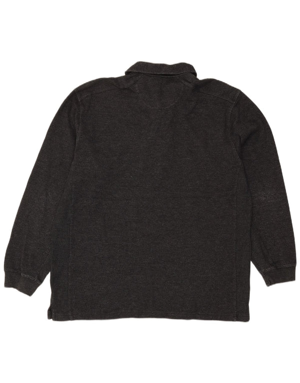 IZOD Mens Long Sleeve Polo Shirt XL Black Cotton