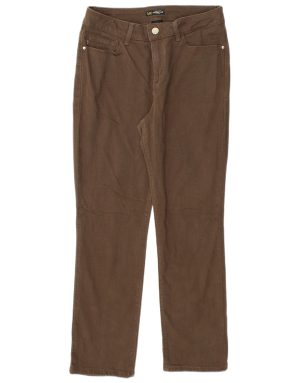 Lee Womens Straight Casual Trousers US 12 Large W30 L28 Brown Cotton