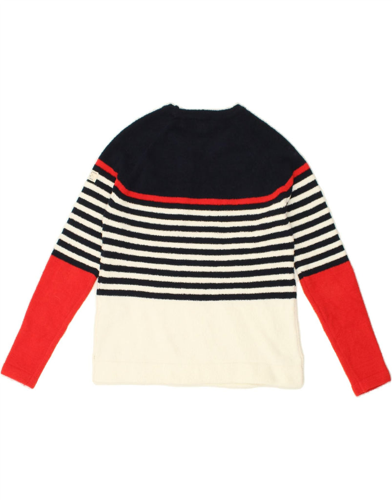 JOULES Womens Fleece Jumper UK 8 Small  Navy Blue Striped Polyester | Vintage Joules | Thrift | Second-Hand Joules | Used Clothing | Messina Hembry 