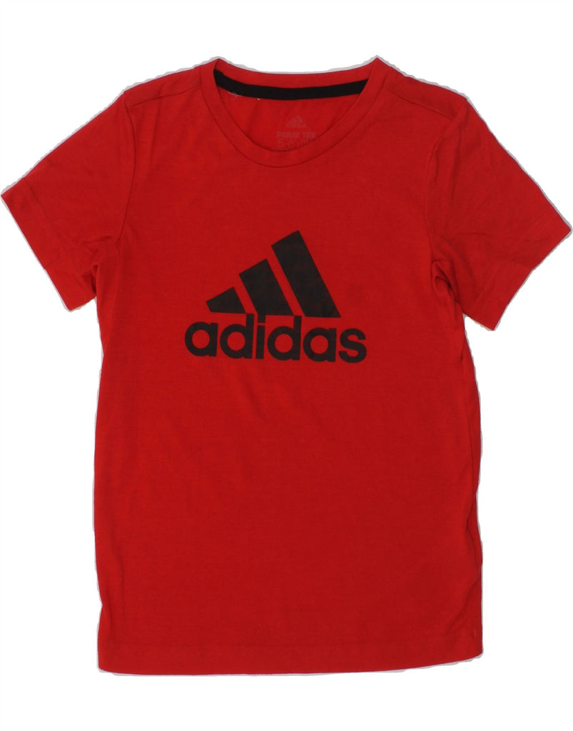 ADIDAS Boys Aeroready Graphic T-Shirt Top 5-6 Years Red Polyester | Vintage Adidas | Thrift | Second-Hand Adidas | Used Clothing | Messina Hembry 