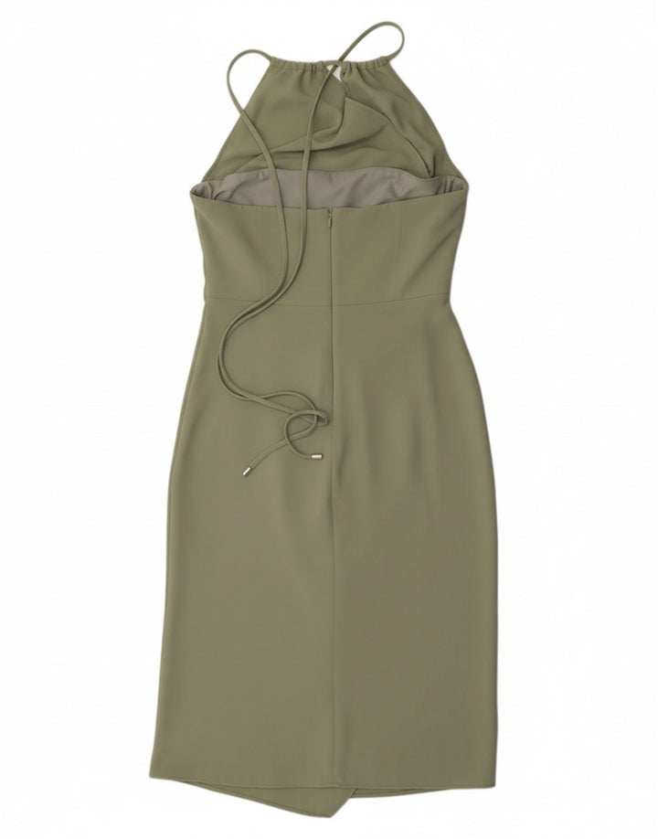 KAREN MILLEN Womens Halter Dress UK 14 Large Green Polyester