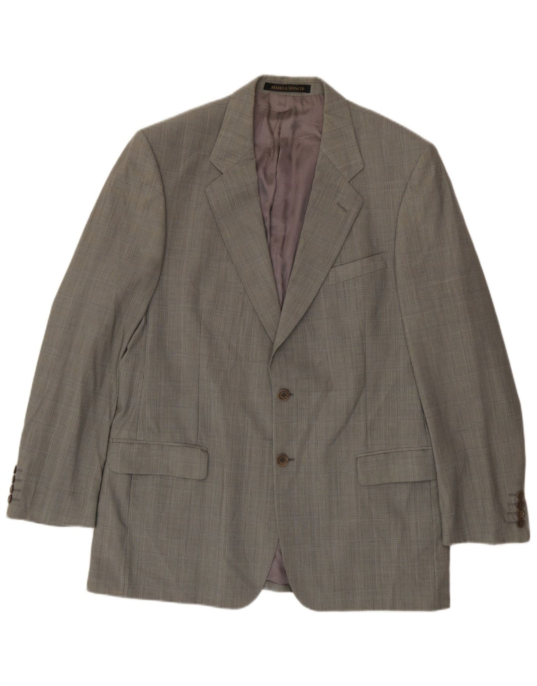 Marks & Spencer Mens 2 Button Blazer Jacket UK 42 Large Green Houndstooth