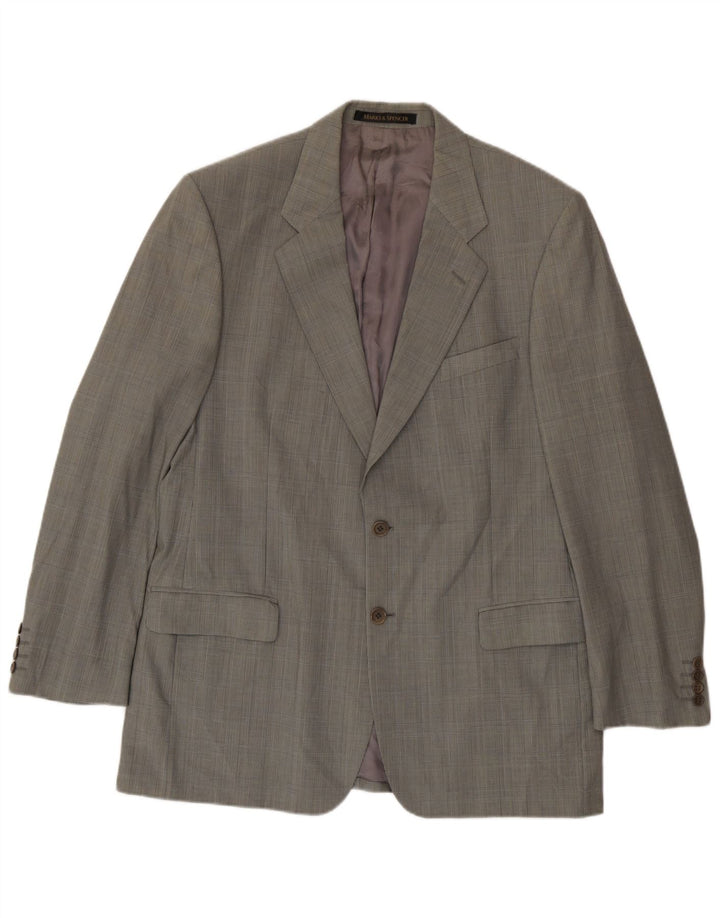 Marks & Spencer Mens 2 Button Blazer Jacket UK 42 Large Green Houndstooth