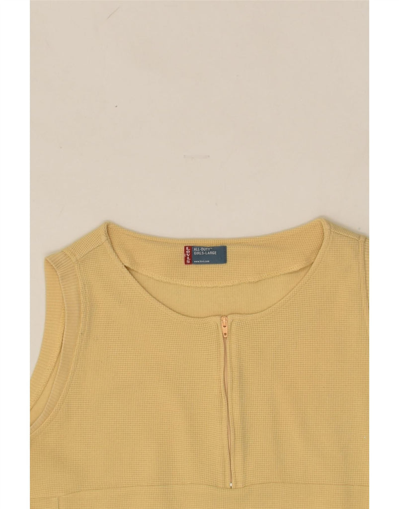 LEVI'S Womens Zip Neck Vest Top UK 14 Large Yellow Cotton | Vintage Levi's | Thrift | Second-Hand Levi's | Used Clothing | Messina Hembry 