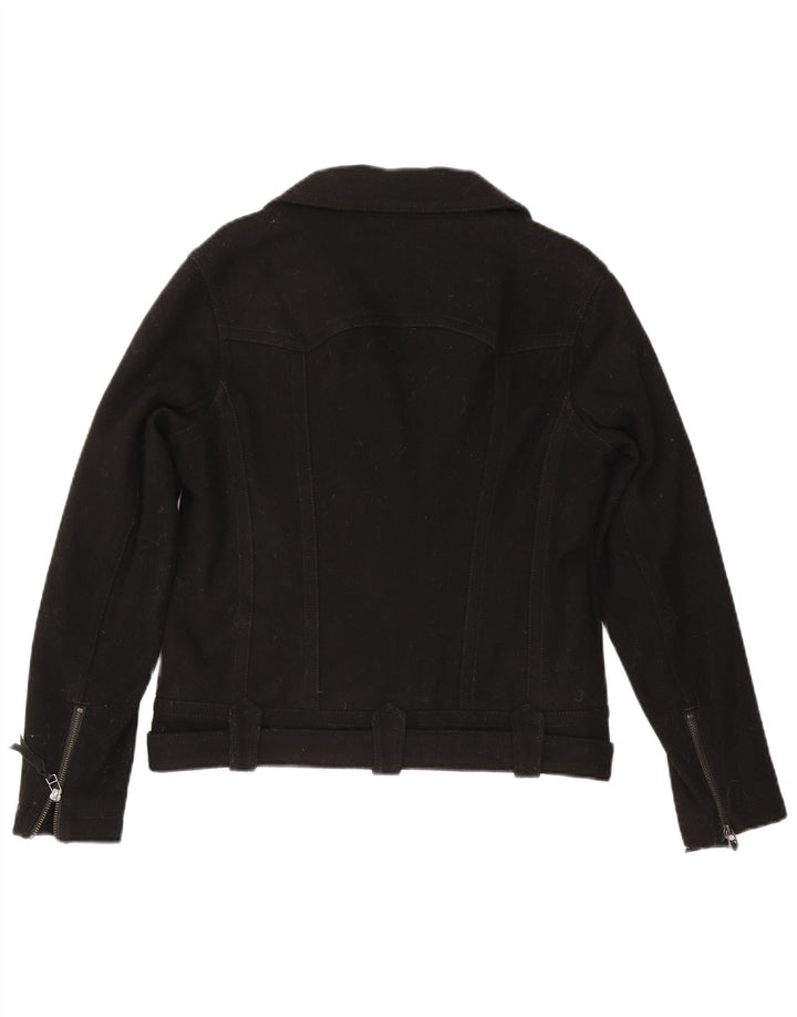 Levi's Womens Biker Jacket UK 14 Medium Black Wool