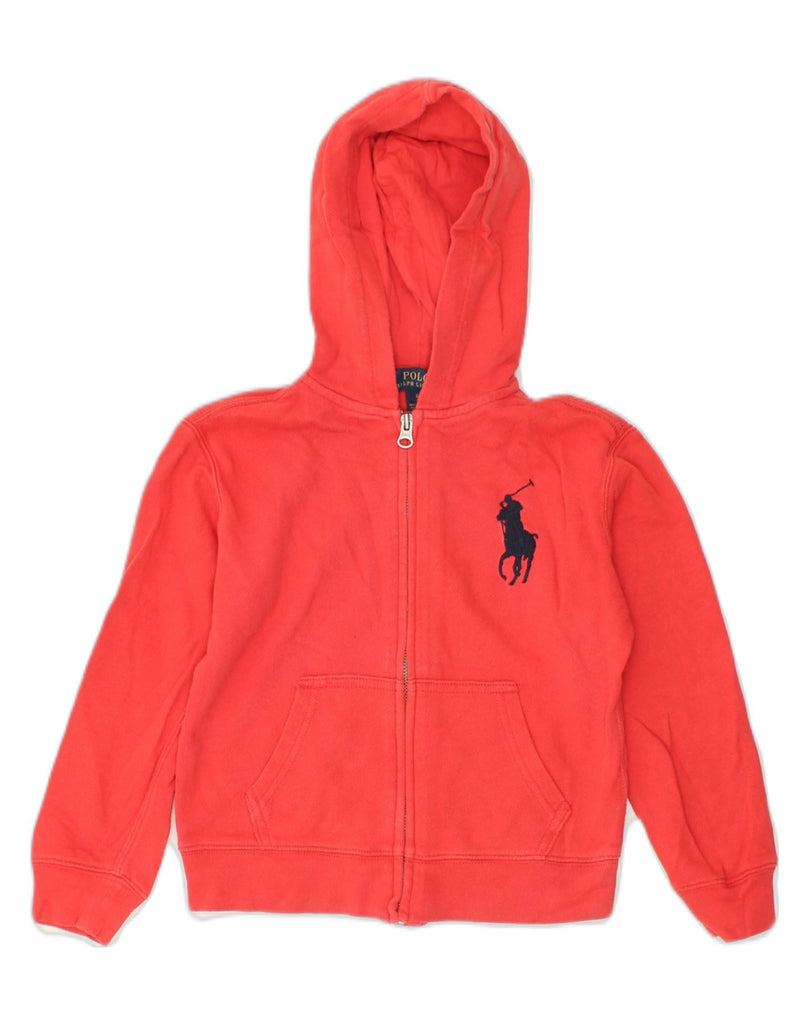 POLO RALPH LAUREN Girls Zip Hoodie Sweater 5-6 Years Red Cotton | Vintage Polo Ralph Lauren | Thrift | Second-Hand Polo Ralph Lauren | Used Clothing | Messina Hembry 