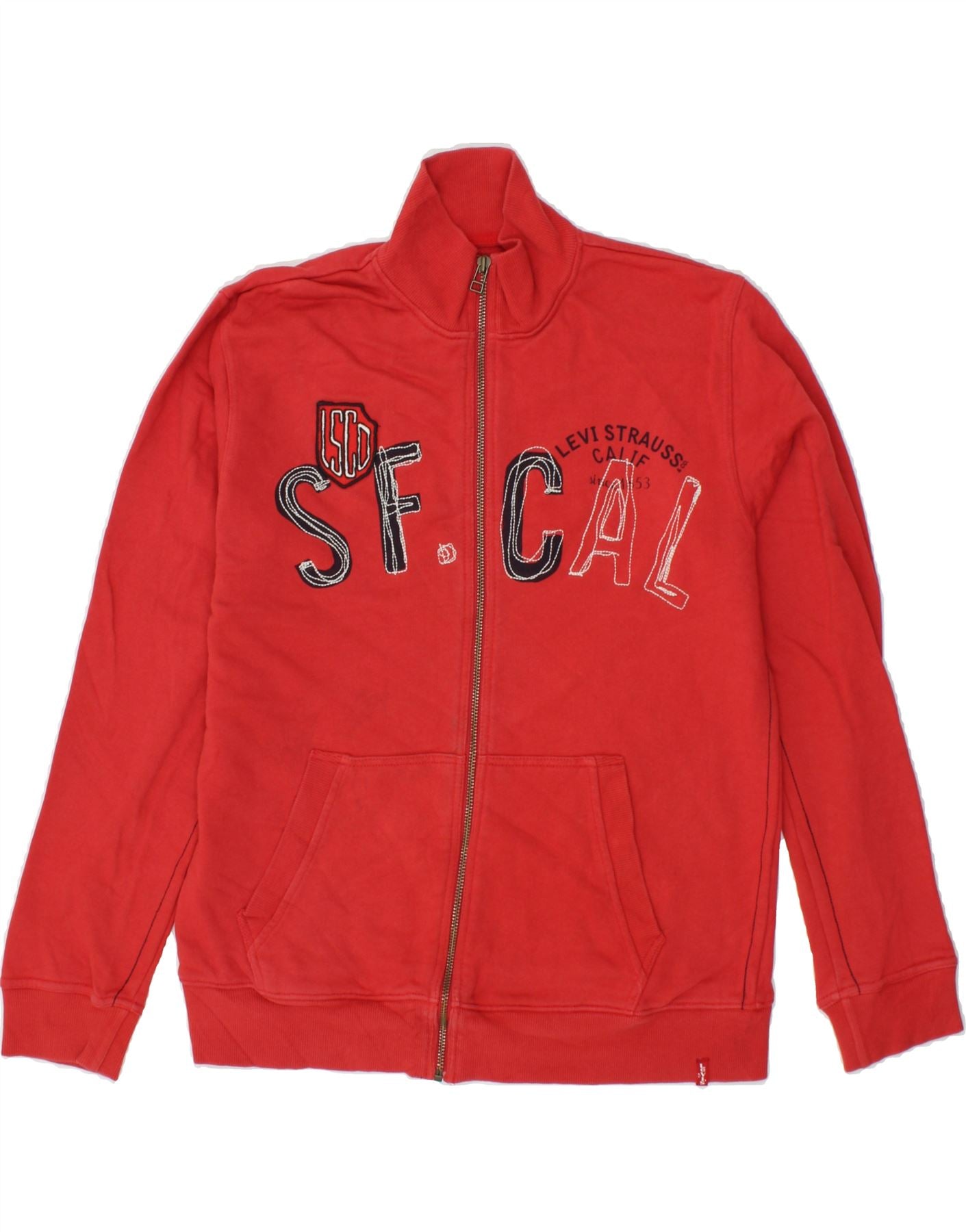 LEVI'S Boys Graphic Tracksuit Top Jacket 13-14 Years Red Cotton