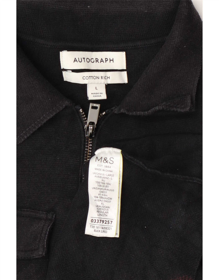 Marks & Spencer Mens Cardigan Sweater Large Black Cotton