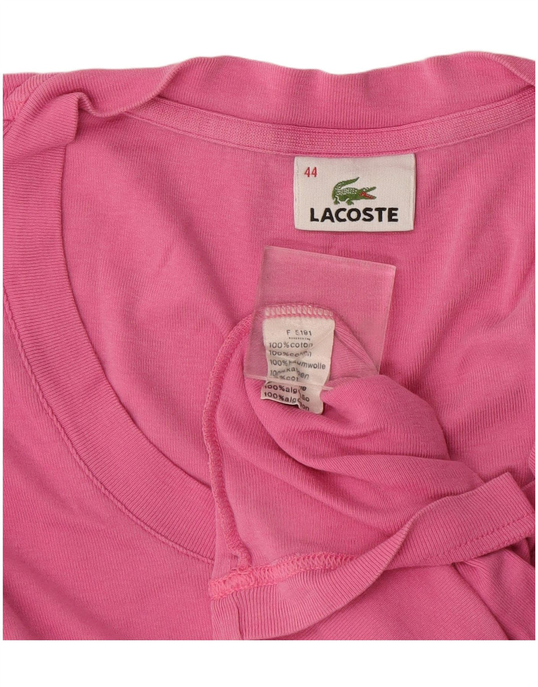Lacoste Womens T-Shirt Top Size 44 Large Pink Cotton