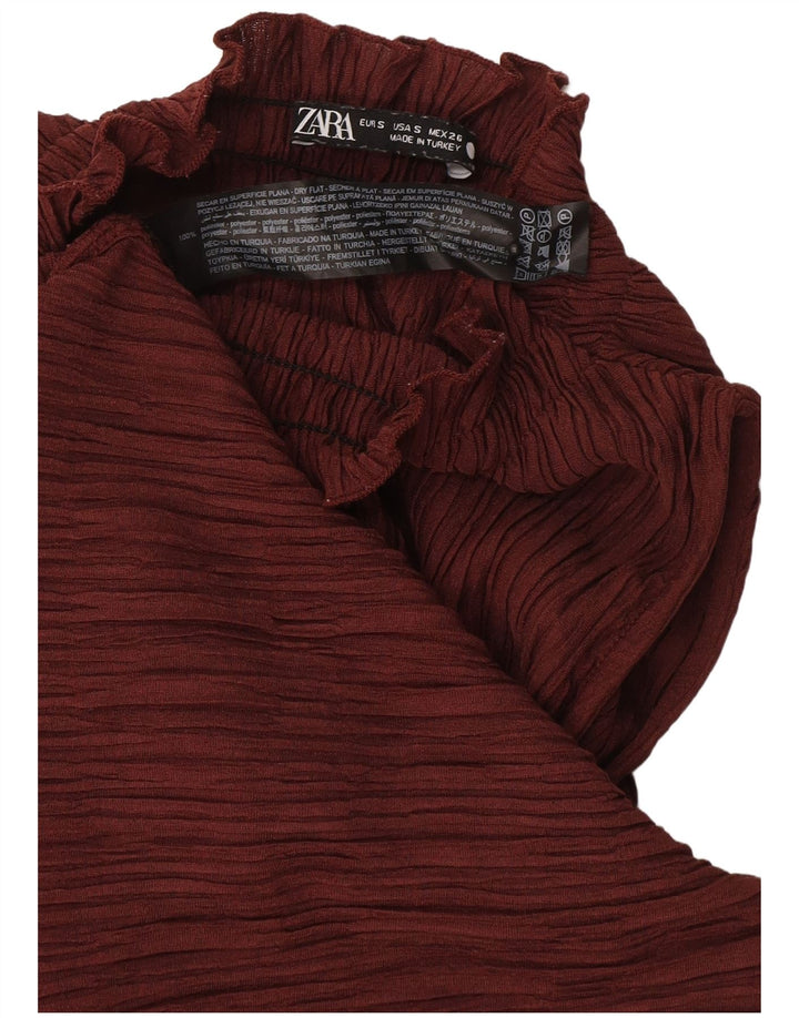 Zara Womens Halter Top UK 10 Small Burgundy Polyester