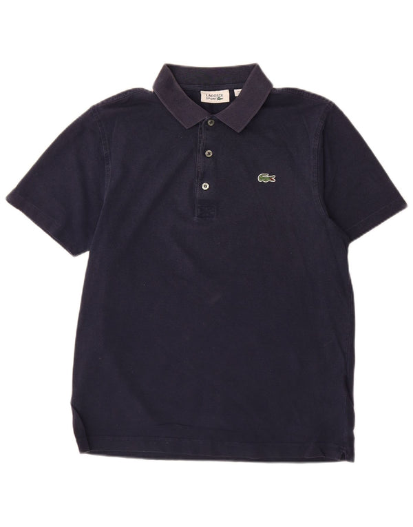 LACOSTE Mens Polo Shirt Size 4 Medium Navy Blue Pinstripe Cotton