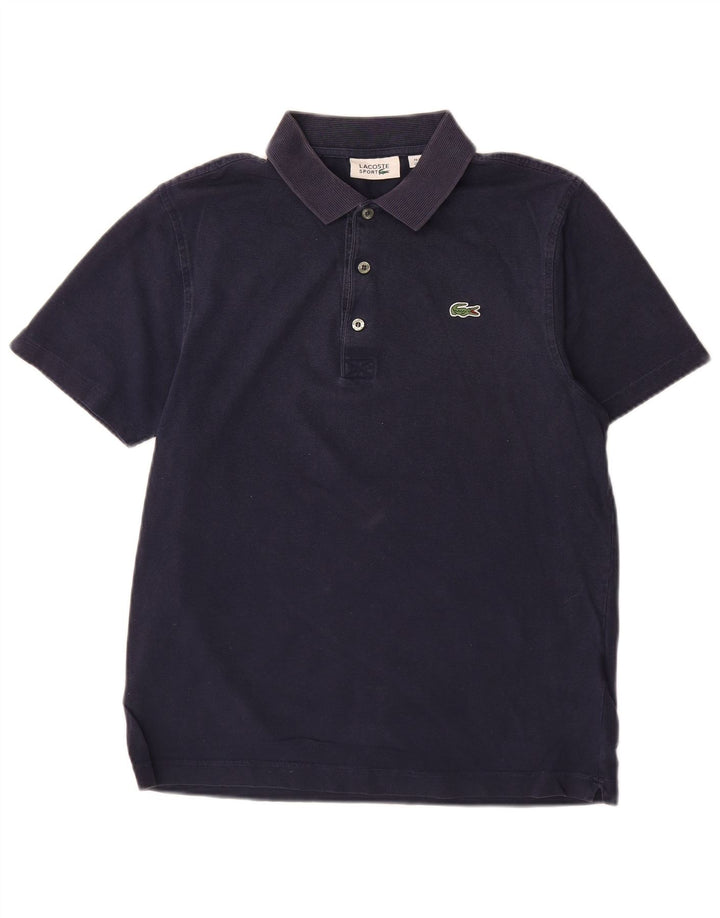 LACOSTE Mens Polo Shirt Size 4 Medium Navy Blue Pinstripe Cotton