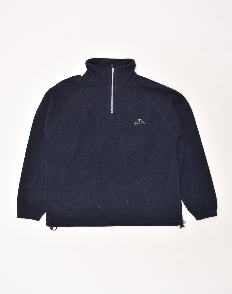 KAPPA Mens Zip Neck Fleece Jumper Medium Navy Blue Polyester | Vintage Kappa | Thrift | Second-Hand Kappa | Used Clothing | Messina Hembry 