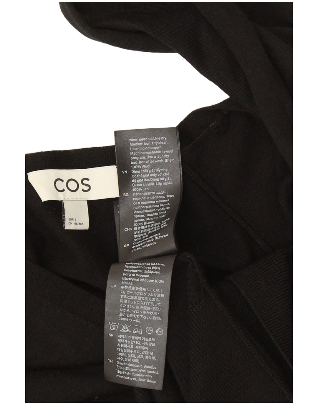 Cos Womens Oversized V-Neck Jumper Sweater UK 10 Small Black Wool