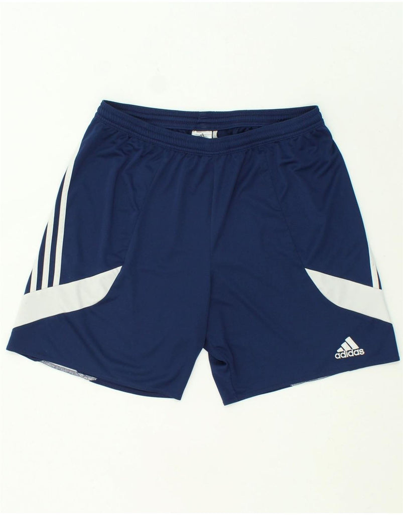 ADIDAS Mens Climalite Sport Shorts Large Navy Blue Colourblock Polyester | Vintage Adidas | Thrift | Second-Hand Adidas | Used Clothing | Messina Hembry 