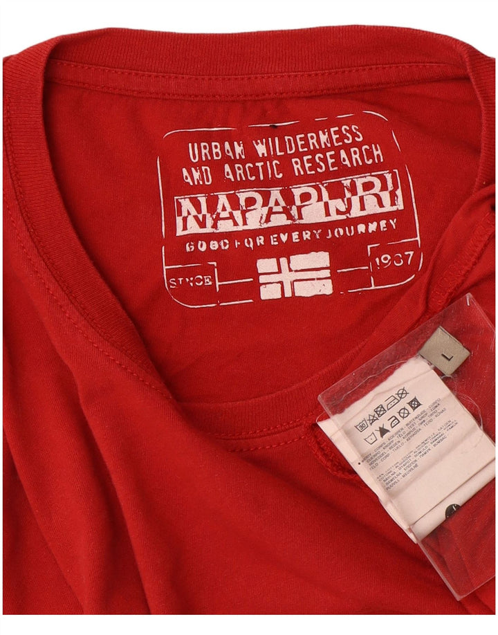 Napapijri Mens Geographic Graphic T-Shirt Top Large Red Cotton