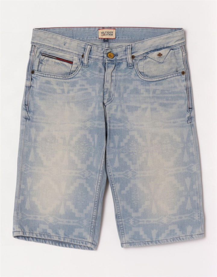 Tommy Hilfiger Mens Denim Shorts W29 Medium Blue Geometric Cotton