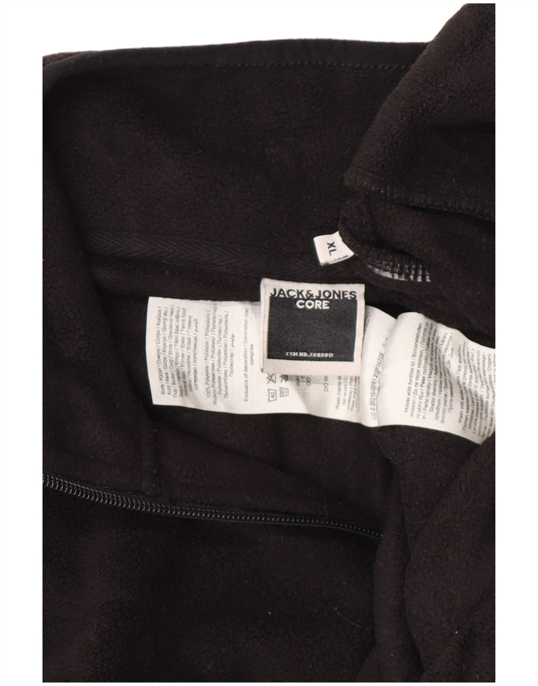 JACK & JONES Mens Zip Neck Fleece Jumper XL Black Polyester