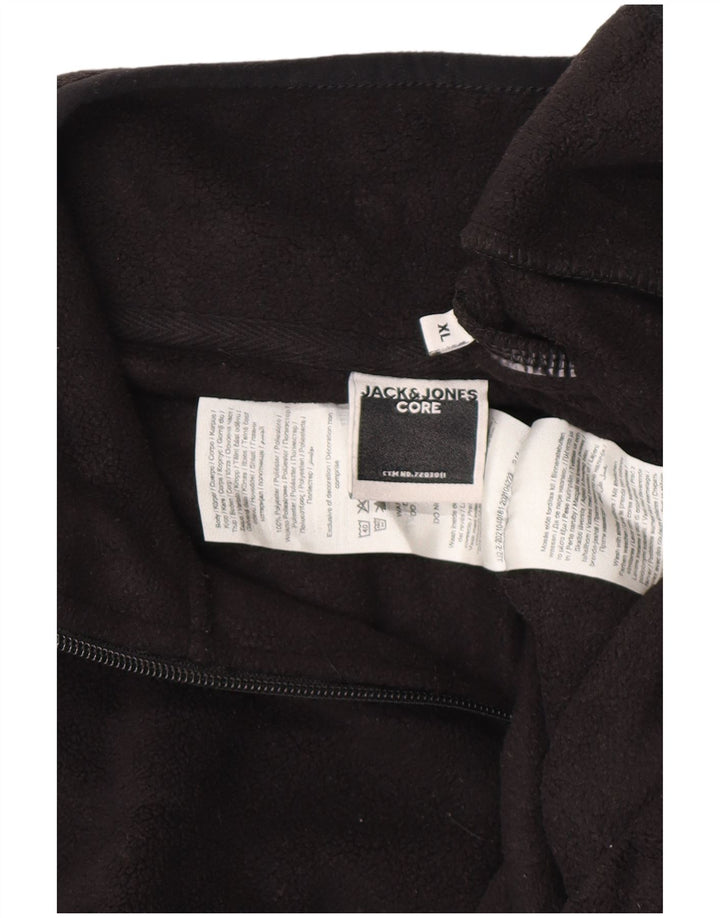 JACK & JONES Mens Zip Neck Fleece Jumper XL Black Polyester