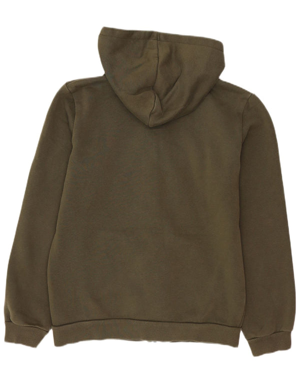 PUMA Boys Graphic Zip Hoodie Sweater 13-14 Years Khaki Cotton