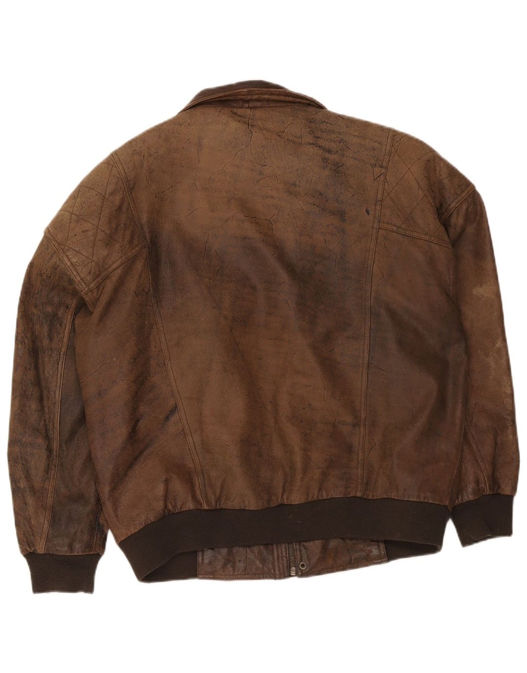 Vintage Mens Leather Bomber Jacket IT 54 2XL Brown