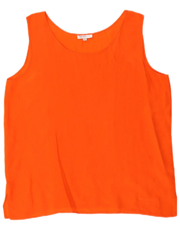 Vintage Womens Sleeveless Blouse Top UK 20 2XL Orange Silk