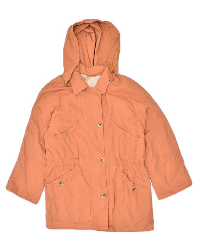 VINTAGE Womens Hooded Rain Jacket UK 14 Large Orange Cotton | Vintage | Thrift | Second-Hand | Used Clothing | Messina Hembry 