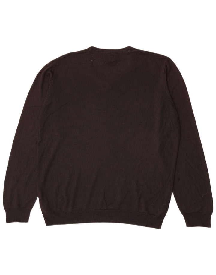 Marks & Spencer Mens V-Neck Jumper Sweater XL Black Acrylic