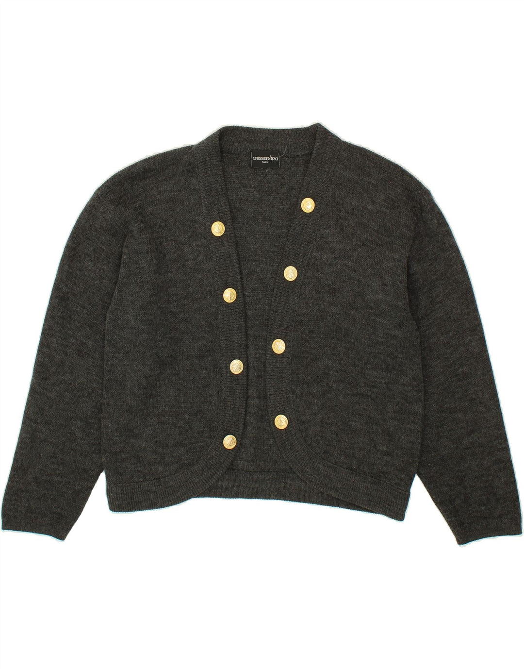 VINTAGE Womens Crop Open Cardigan Sweater UK 16 Large Black Vintage Vintage and Second-Hand Vintage from Messina Hembry 