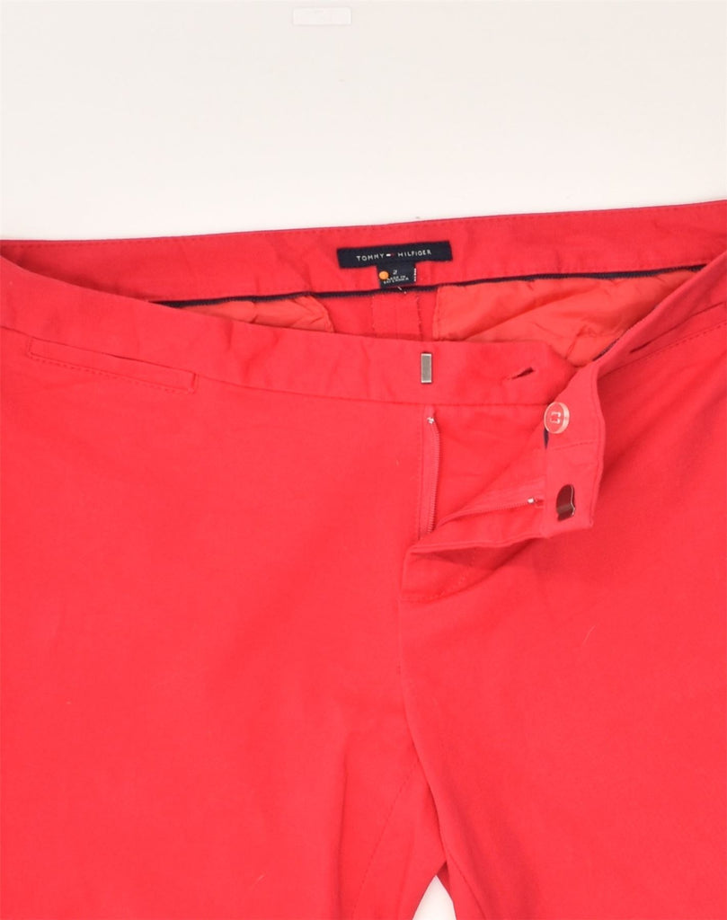 TOMMY HILFIGER Womens Straight Casual Trousers US 2 XS W28 L29 Red Cotton | Vintage Tommy Hilfiger | Thrift | Second-Hand Tommy Hilfiger | Used Clothing | Messina Hembry 