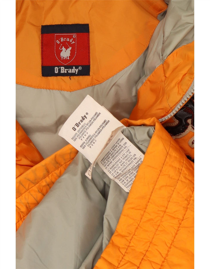 Vintage Mens Graphic Hooded Padded Jacket UK 42 XL Orange Polyester