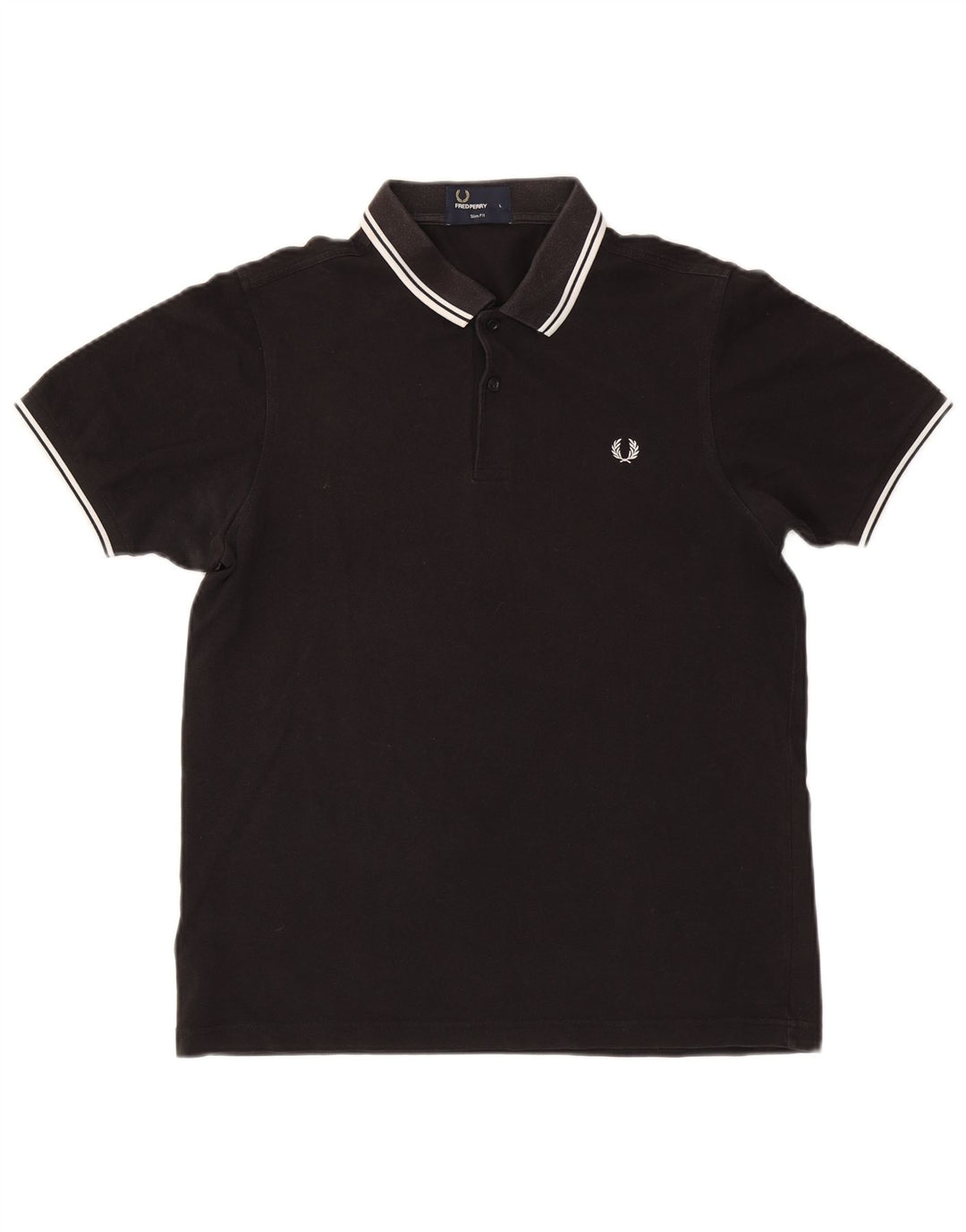 Fred Perry Mens Slim Fit Polo Shirt Large Black Cotton