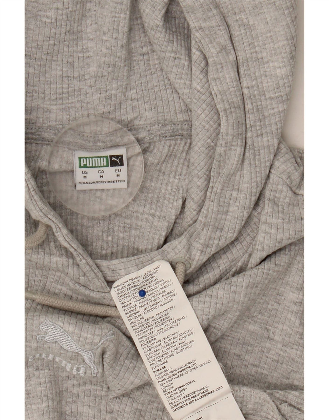 Puma Womens Crop Oversized Hoodie Jumper UK 14 Medium Grey Cotton
